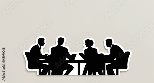 Business meeting illustration sticker silhouette on a plain white background.