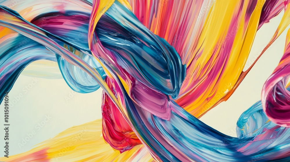 Vibrant abstract painting with swirling brush strokes in red, blue, and yellow tones, creating an energetic composition. Vibrant abstract painting with swirling brush strokes in red, blue, and yellow tones, creating an energetic composition.
