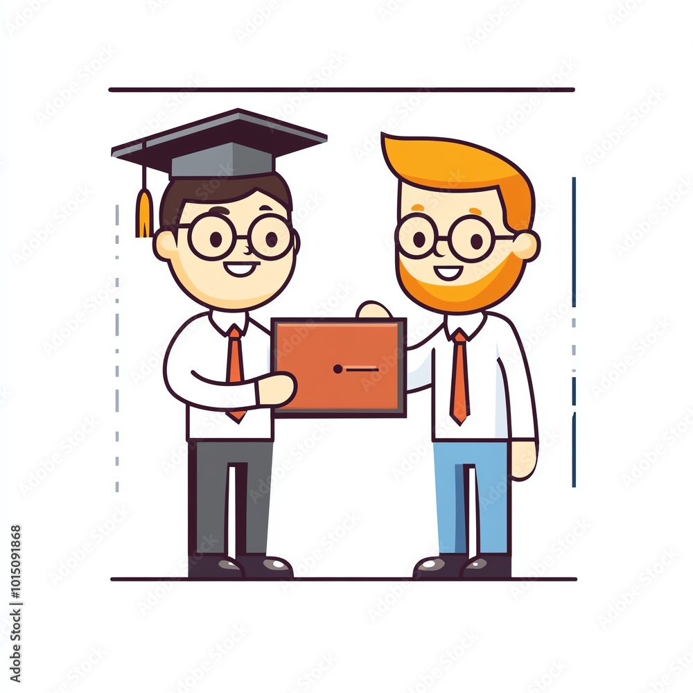 A student receiving a diploma, representing the fulfillment of a promise, graduation promise, educational success, flat design A student receiving a diploma, representing the fulfillment of a promise, graduation promise, educational success, flat design