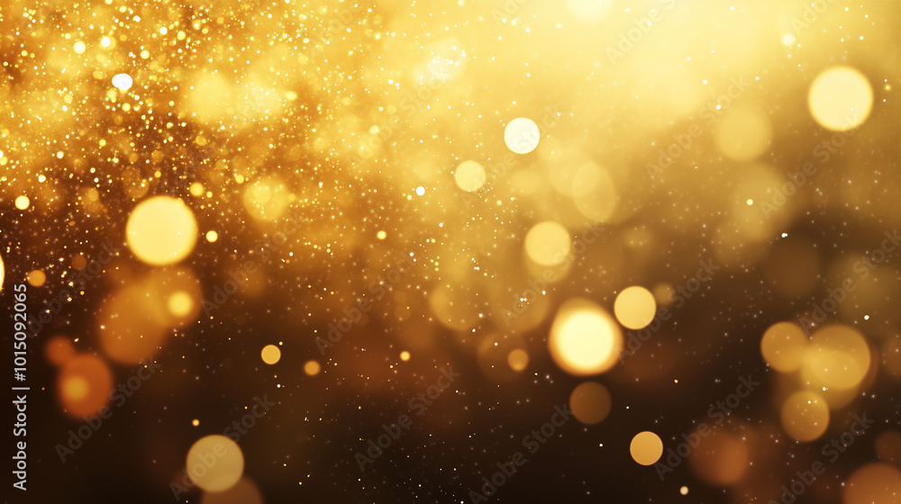 Fototapeta premium Abstrakcyjne tło z złotymi błyskotkami tworzy urzekającą atmosferę, w której ciepłe, metaliczne odcienie przenikają się nawzajem.