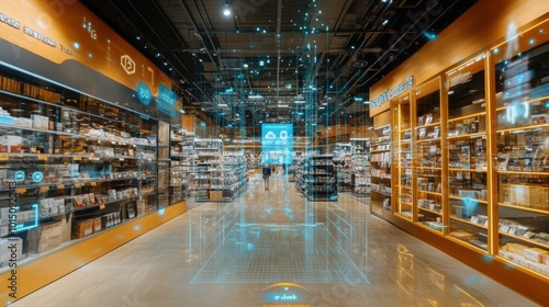 Retail evolution Brick-and-mortar store fading into an augmented reality shopping experience