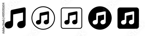Music note icon, musical note buttons set