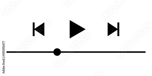 Music player bar, music player interface buttons, modern playback of music application, mockup livestream media window