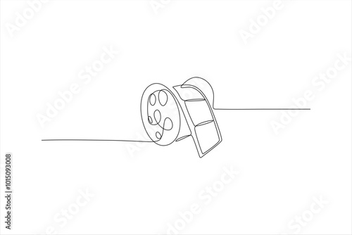 continuous line drawing of a reel of film