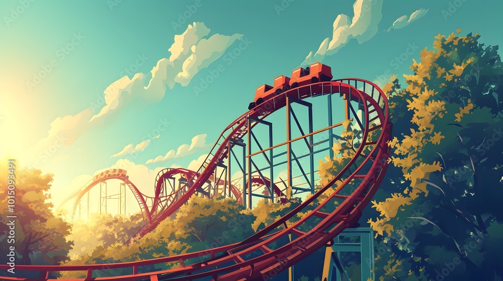 Obraz premium Simple Rollercoaster Icon Design