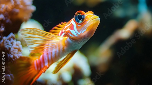 Tropical sea fish, Close-up of marine life encountered while diving. Fish swimming in a coral reef