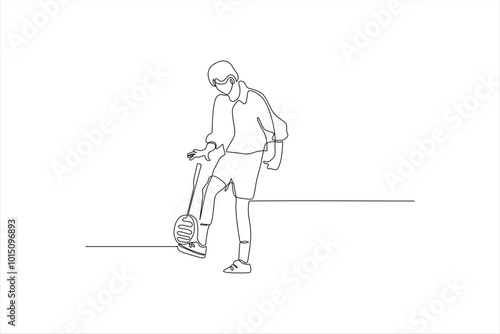 continuous line drawing of a man walking on the street