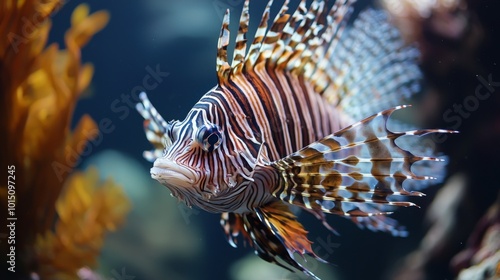 Tropical sea fish, Close-up of marine life encountered while diving. Fish swimming in a coral reef