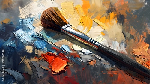 Paintbrush and Palette Knife Vector Illustration photo