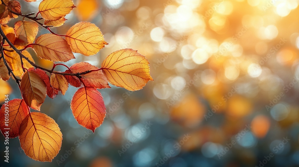 linden Autumn Leaves with Blurred Background for Event Decorations, place for text linden Autumn Leaves with Blurred Background for Event Decorations, place for text