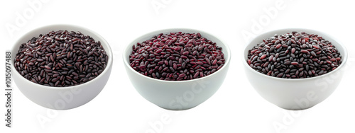 Riceberry in white bowl on white background photo