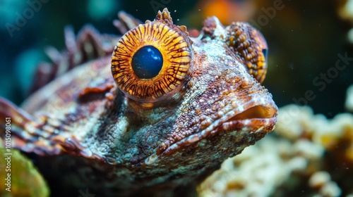 Tropical sea fish, Close-up of marine life encountered while diving. Fish swimming in a coral reef