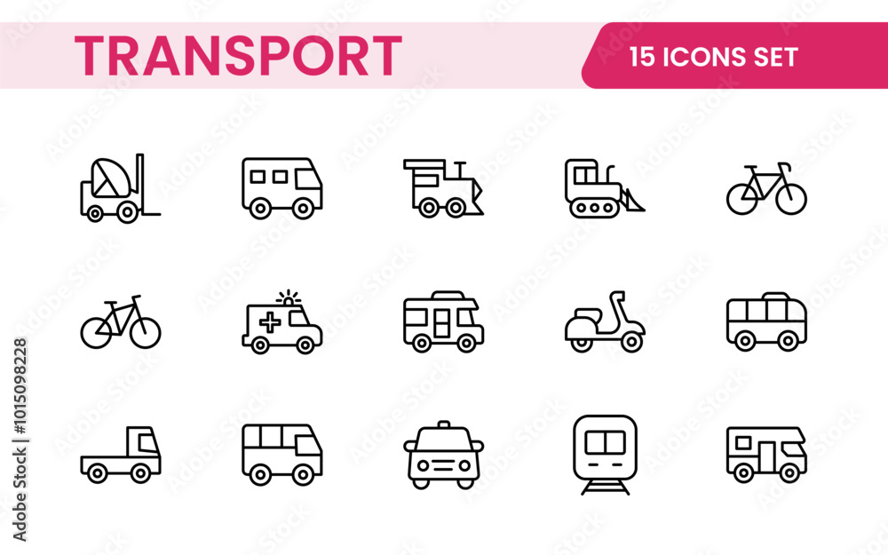 Transport icon set. Containing distribution, shipping, transportation, delivery, cargo, freight, route planning, supply chain, export and import icons. Solid icon collection. Transport icon set. Containing distribution, shipping, transportation, delivery, cargo, freight, route planning, supply chain, export and import icons. Solid icon collection.