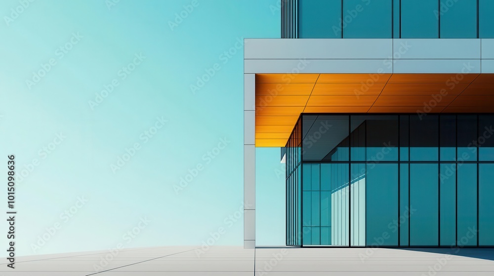 Minimalist skyscraper design with smooth glass surfaces and flat roof, Architectural blueprint, clean lines, high-tech design Minimalist skyscraper design with smooth glass surfaces and flat roof, Architectural blueprint, clean lines, high-tech design
