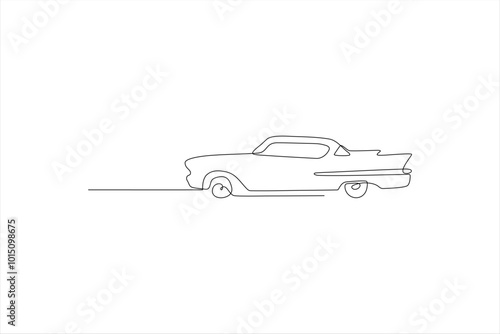 a car drawn in one line on a white background