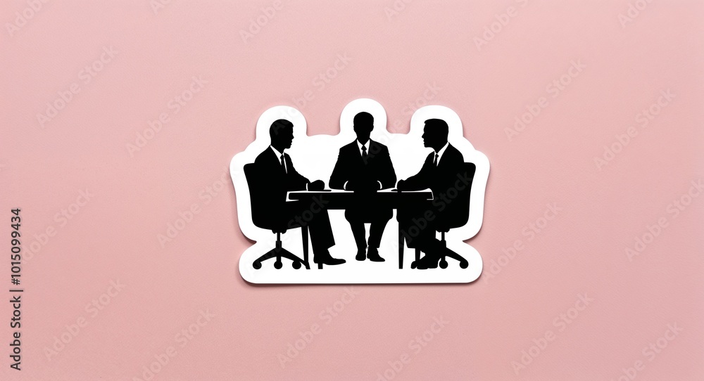 Sticker silhouette of a business meeting on a plain white background. Sticker silhouette of a business meeting on a plain white background.