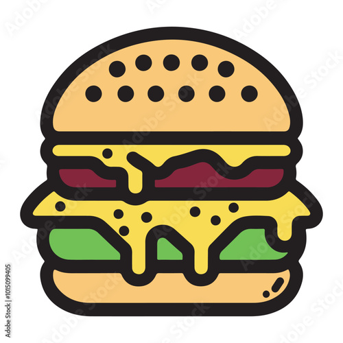 Illustration Vector Graphic of Burger Cartoon.