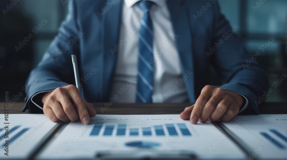 Businessman Analyzing Financial Graphs and Charts Businessman Analyzing Financial Graphs and Charts