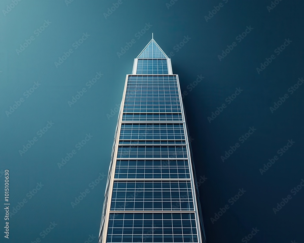 Architectural blueprint of a sleek minimalist tower with sharp lines and glass facades, High-rise design, blue and white tones, detailed precision Architectural blueprint of a sleek minimalist tower with sharp lines and glass facades, High-rise design, blue and white tones, detailed precision