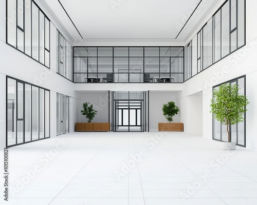 Minimalist architectural blueprint of a sleek office complex with clean lines and open layout  Contemporary design  monochromatic  precise measurements