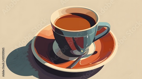 Minimalistic Espresso Cup and Saucer Graphic