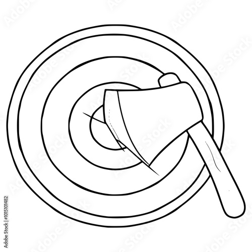 throwing axe illustration hand drawn outline vector