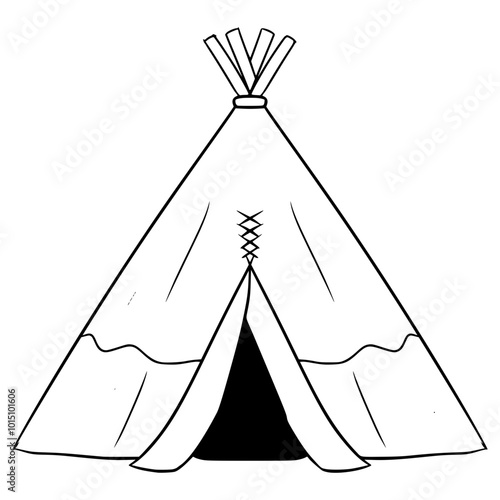 teepee illustration hand drawn outline vector