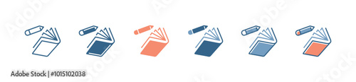 book and pencil education icon set school study writing task vector illustration for web and app