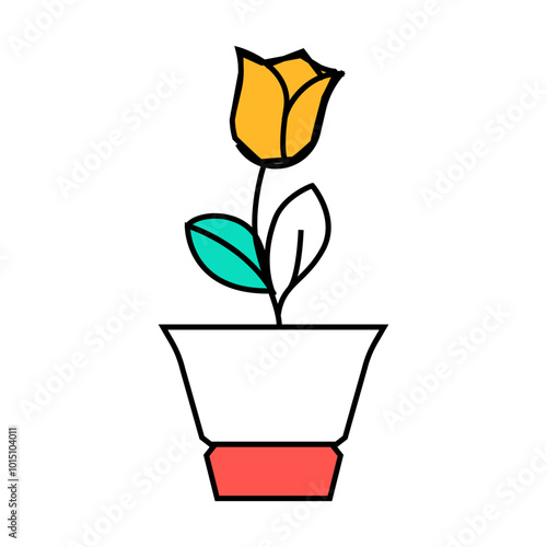 loekaryd potted flower line icon vector. loekaryd potted flower sign. isolated symbol illustration