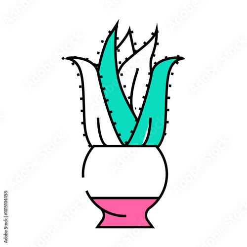 aloe domestic plant line icon vector. aloe domestic plant sign. isolated symbol illustration