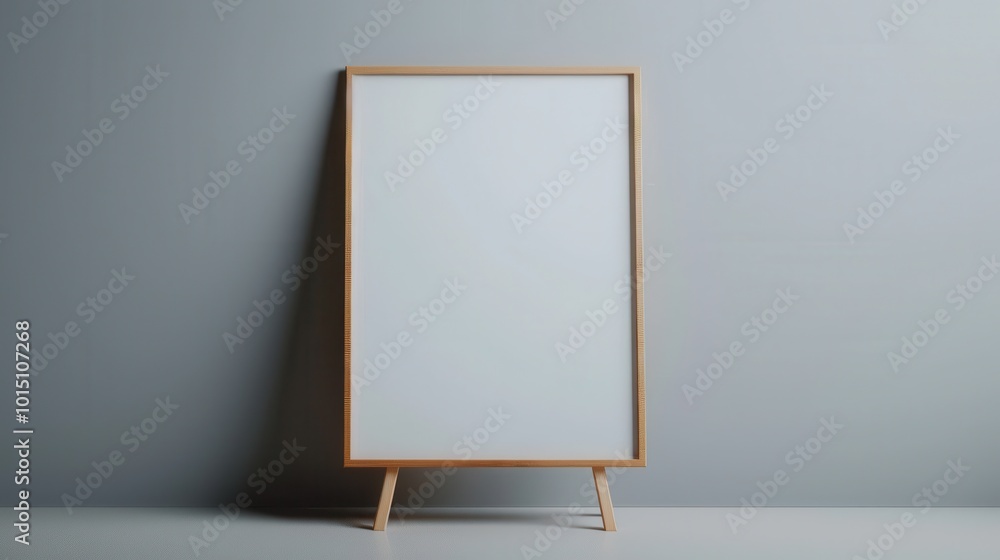 Wooden Frame with White Canvas on Easel Wooden Frame with White Canvas on Easel
