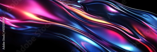 Dark Elegance: Iridescent Neon Liquid Wave Banner with Futuristic Design