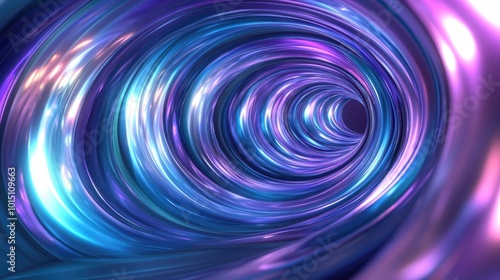 Dynamic Swirling Tunnel with Vivid Blue, Purple, and Turquoise Hues. Premium 3D Illustration