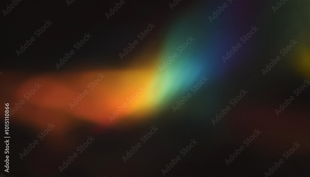 Colorful warm rainbow blur light leaks on black background with dust texture Colorful warm rainbow blur light leaks on black background with dust texture