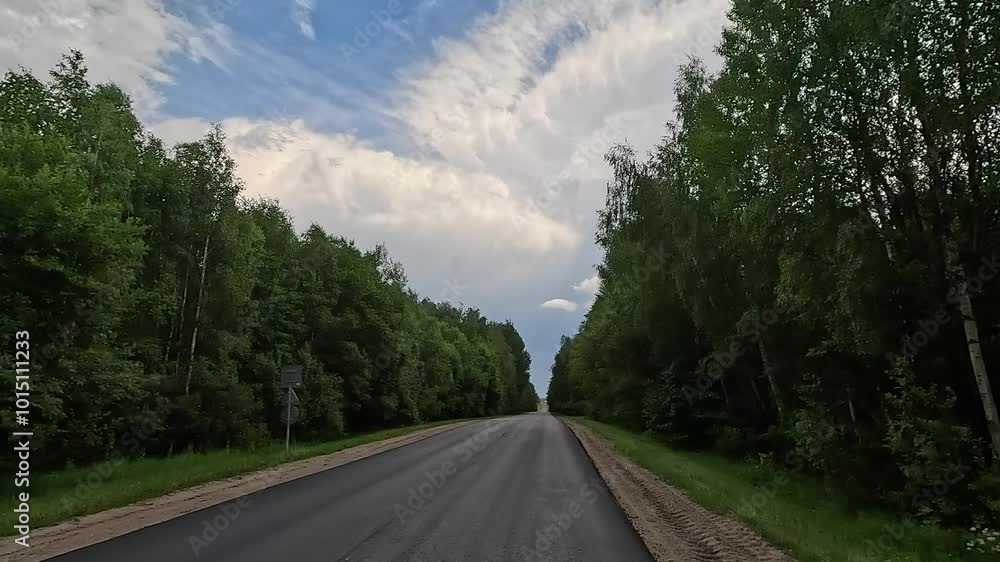 Road view on a summer day. Highways and cars, roadside and white road line markings. Road view on a summer day. Highways and cars, roadside and white road line markings.