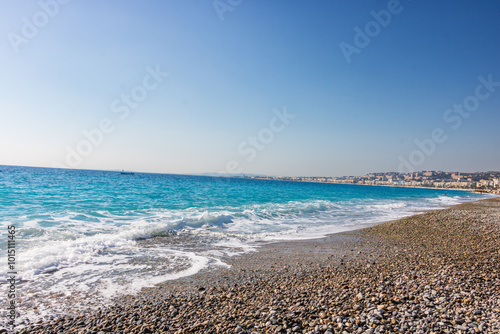 View of the beach in Nice, France photo