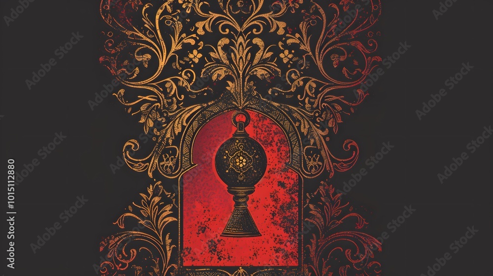 Fototapeta premium Simple Vector Art of a Victorian Keyhole Design