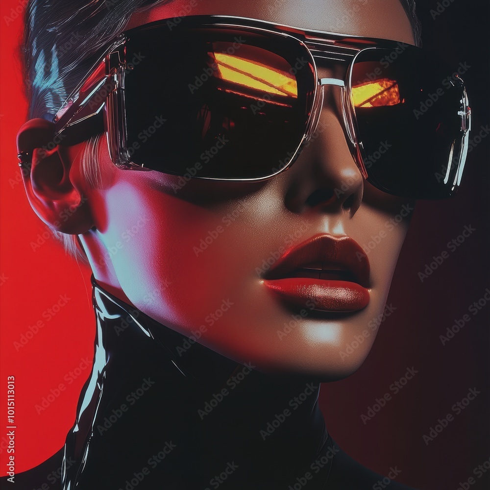 Portrait with sunglasses, sharp reflections, high fashion look, 3D illustration --v 6.1 Job ID: d51e3cc7-37e1-4869-bd72-1f769218486a Portrait with sunglasses, sharp reflections, high fashion look, 3D illustration --v 6.1 Job ID: d51e3cc7-37e1-4869-bd72-1f769218486a