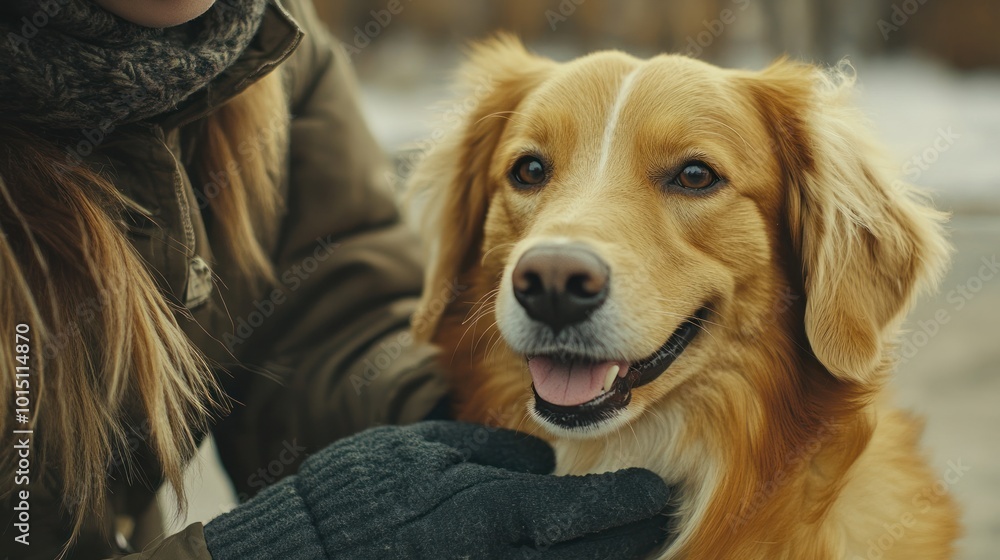 Golden Retriever Dog and Owner Golden Retriever Dog and Owner