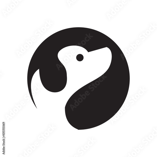 Pet logo on letter O vector template. Dog logotype