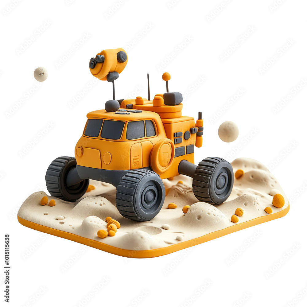 Fototapeta premium 3d Render of a Toy Mars Rover Exploring the Martian Surface with Camera