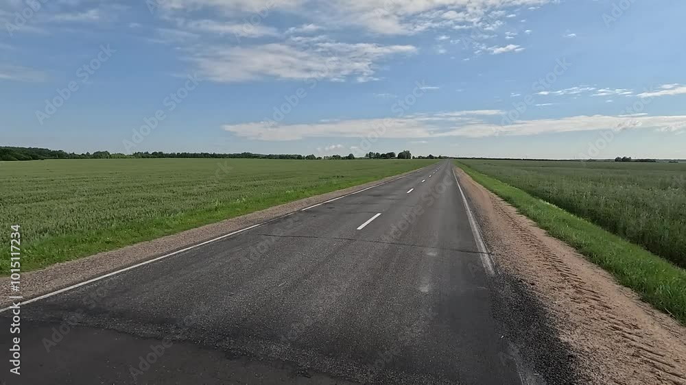 Road view on a summer day. Highways and cars, roadside and white road line markings. Road view on a summer day. Highways and cars, roadside and white road line markings.