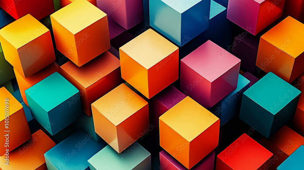 Fototapeta premium Colorful cube background. abstract wallpaper 