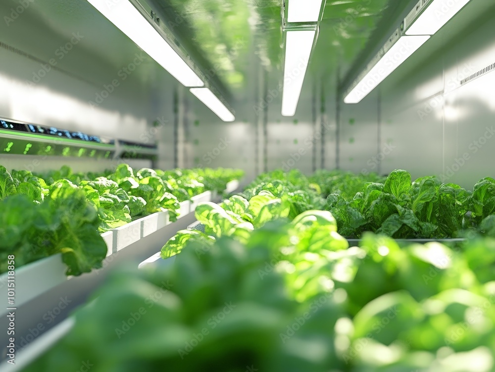 A high-tech vegetable farm with sensors monitoring the microclimate, ensuring the perfect growing conditions A high-tech vegetable farm with sensors monitoring the microclimate, ensuring the perfect growing conditions