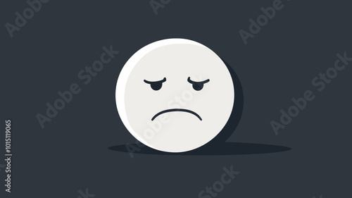 White Frowning Face Vector Emoticon Design for Negative Emotions and Sadness Concepts - Emojilicious Flat Emoji