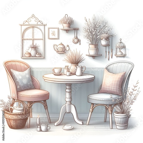 Modern living room corner with a cozy table and chairs set