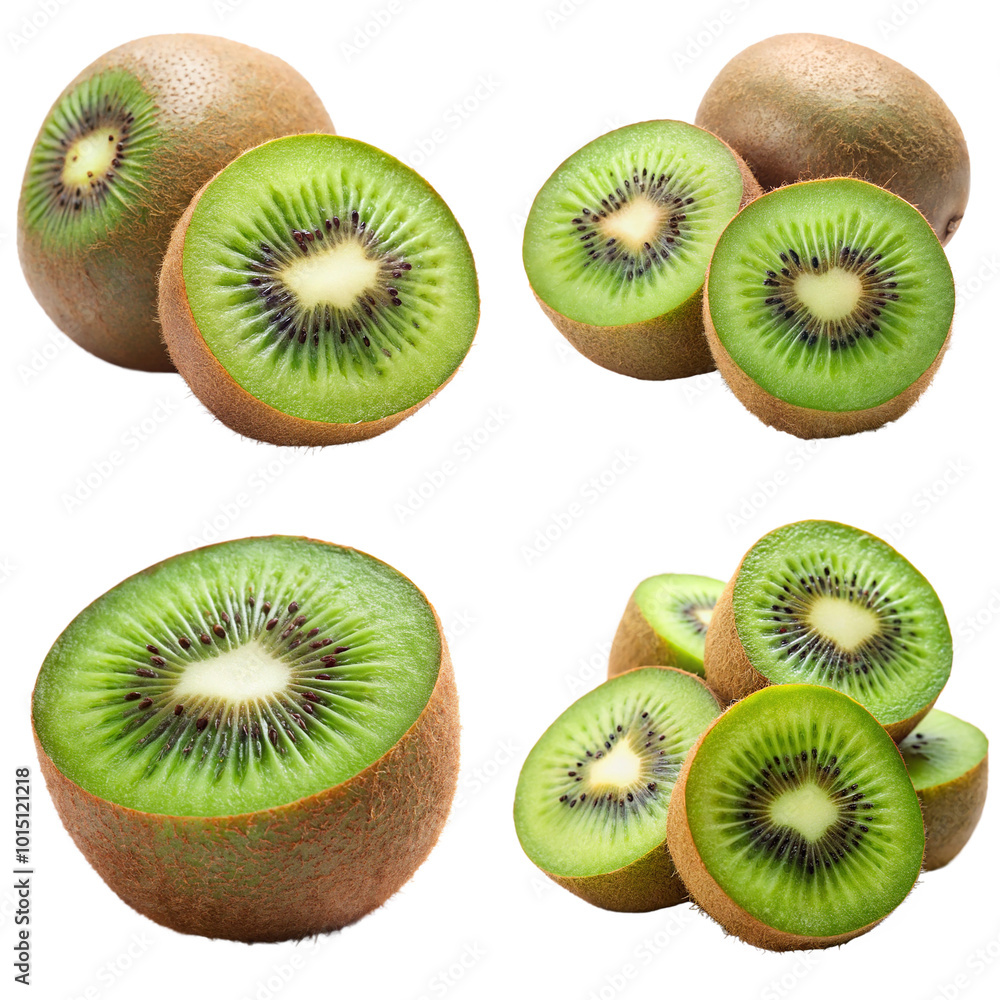 Fototapeta premium A bundle of kiwi fruit with a transparent background for easy integration into designs