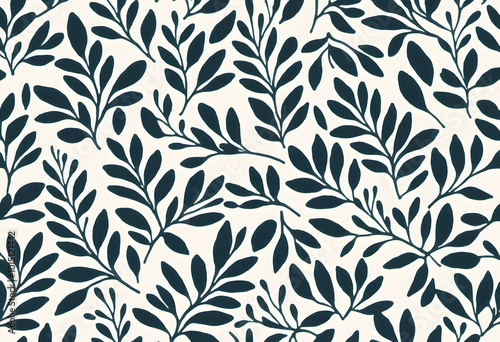 Seamless floral pattern with beige flowers and leaves on a teal background.