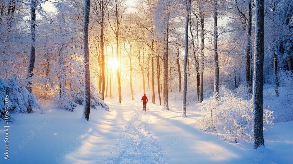 Snowy Forest Path at Sunset Snowy Forest Path at Sunset