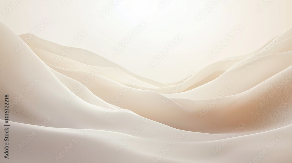 Fototapeta premium Abstract fabric layers in light cream shades, forming a serene and graceful pattern, ideal for themes of purity, softness, and timeless elegance.